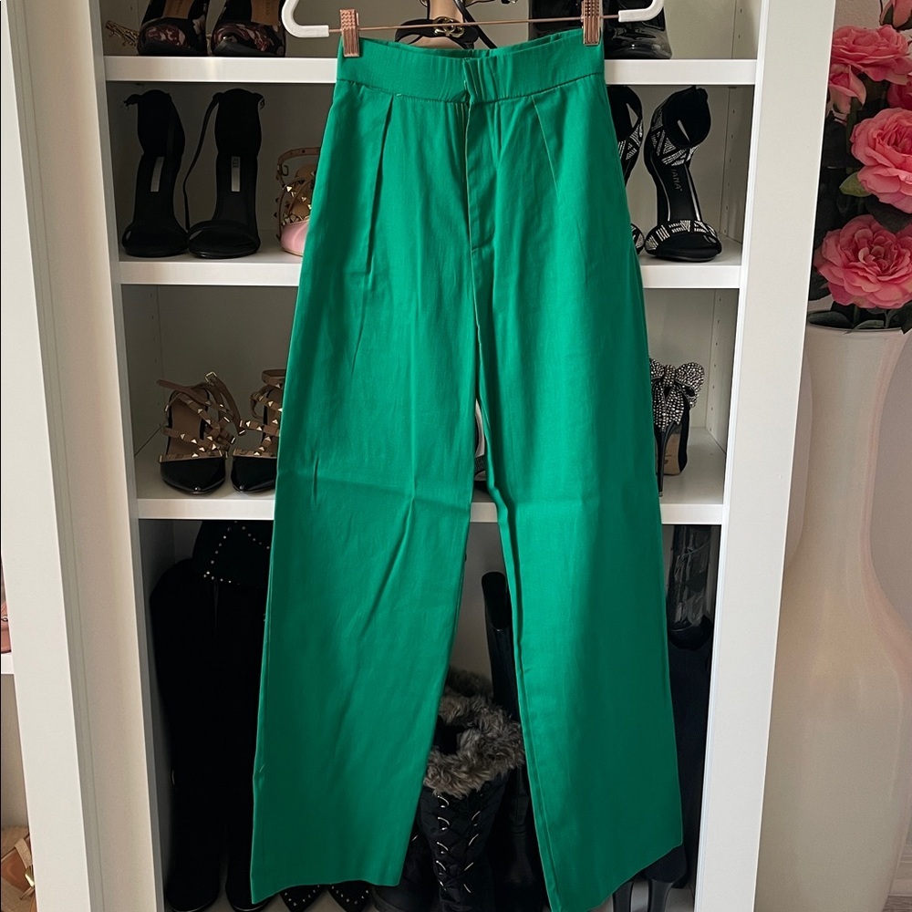 Solid High Rise Straight Leg Pants - image 2